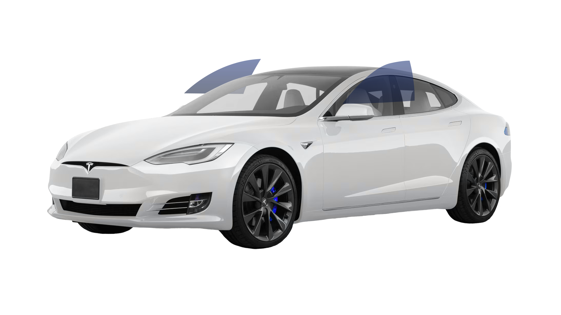 Diagram showing front two window tint coverage