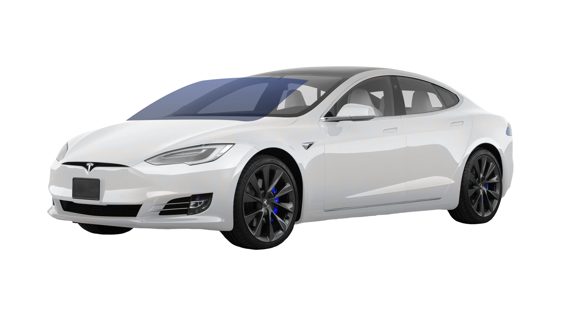 Diagram showing full windshield tint coverage