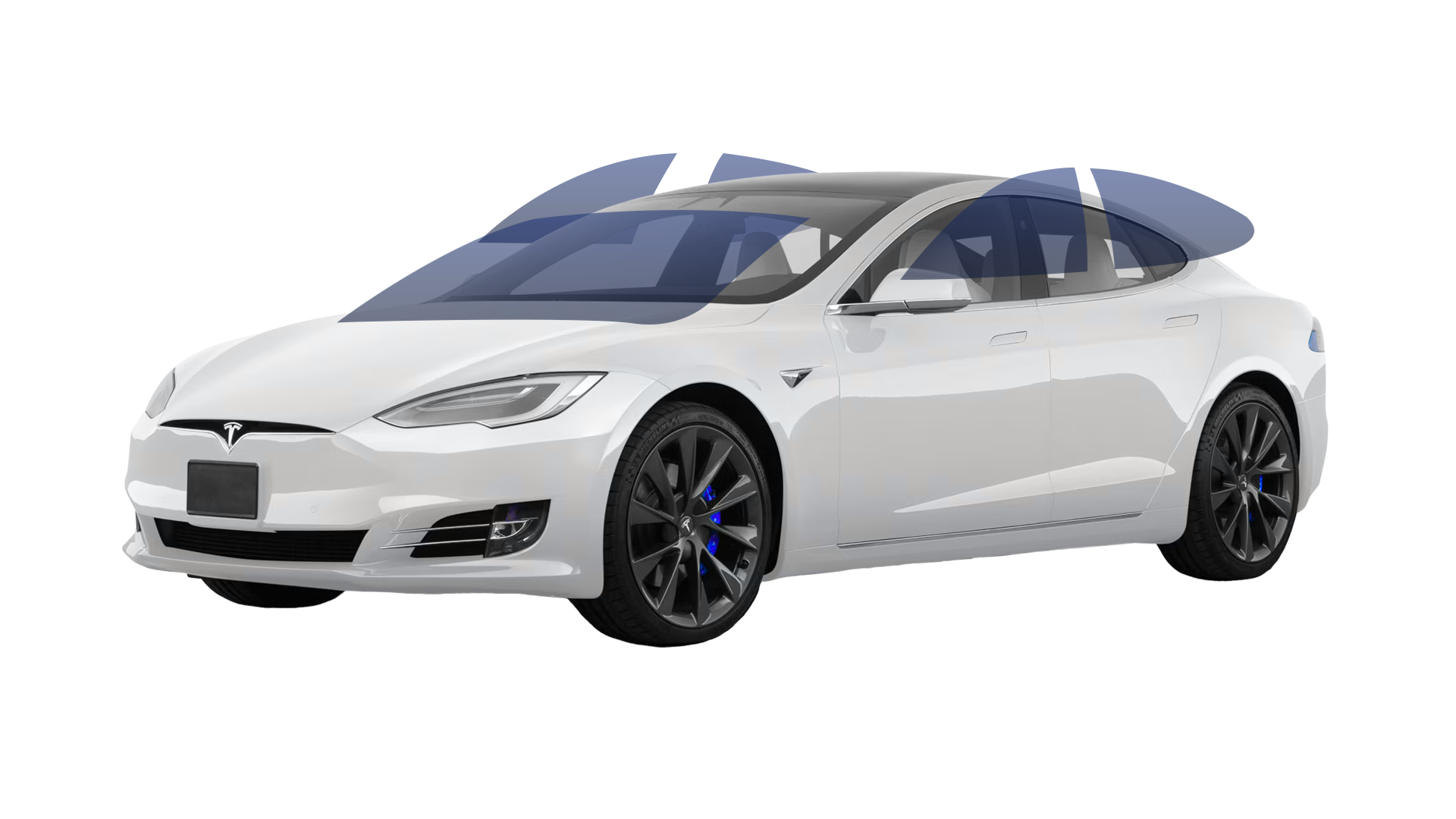 Diagram showing full vehicle window tint coverage